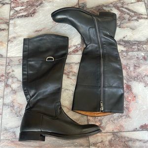 New Frye Melissa D Ring Leather Knee High Boots Black Size 7.5